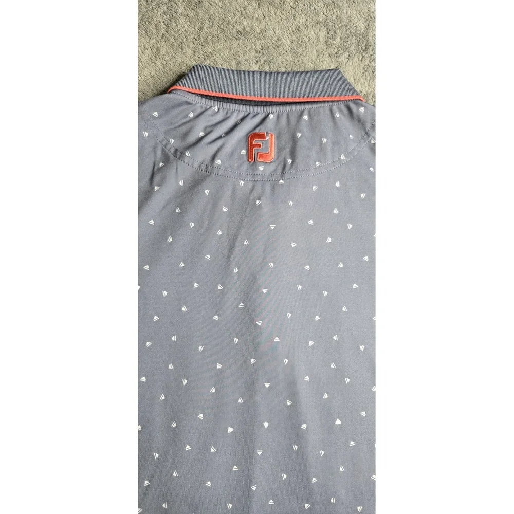 FJ Footjoy Performance Golf Shirt Push Play Gray All Over Print Mens Size L